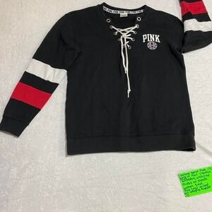 Victoria's Secret PINK black and red lace-up sweatshirt women small SKU142